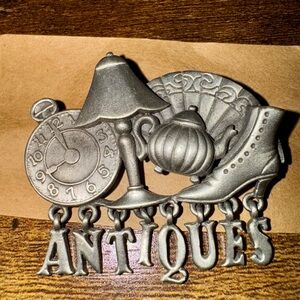 Vintage Silver/Gunmetal “Antique” Brooch - antique collector gift